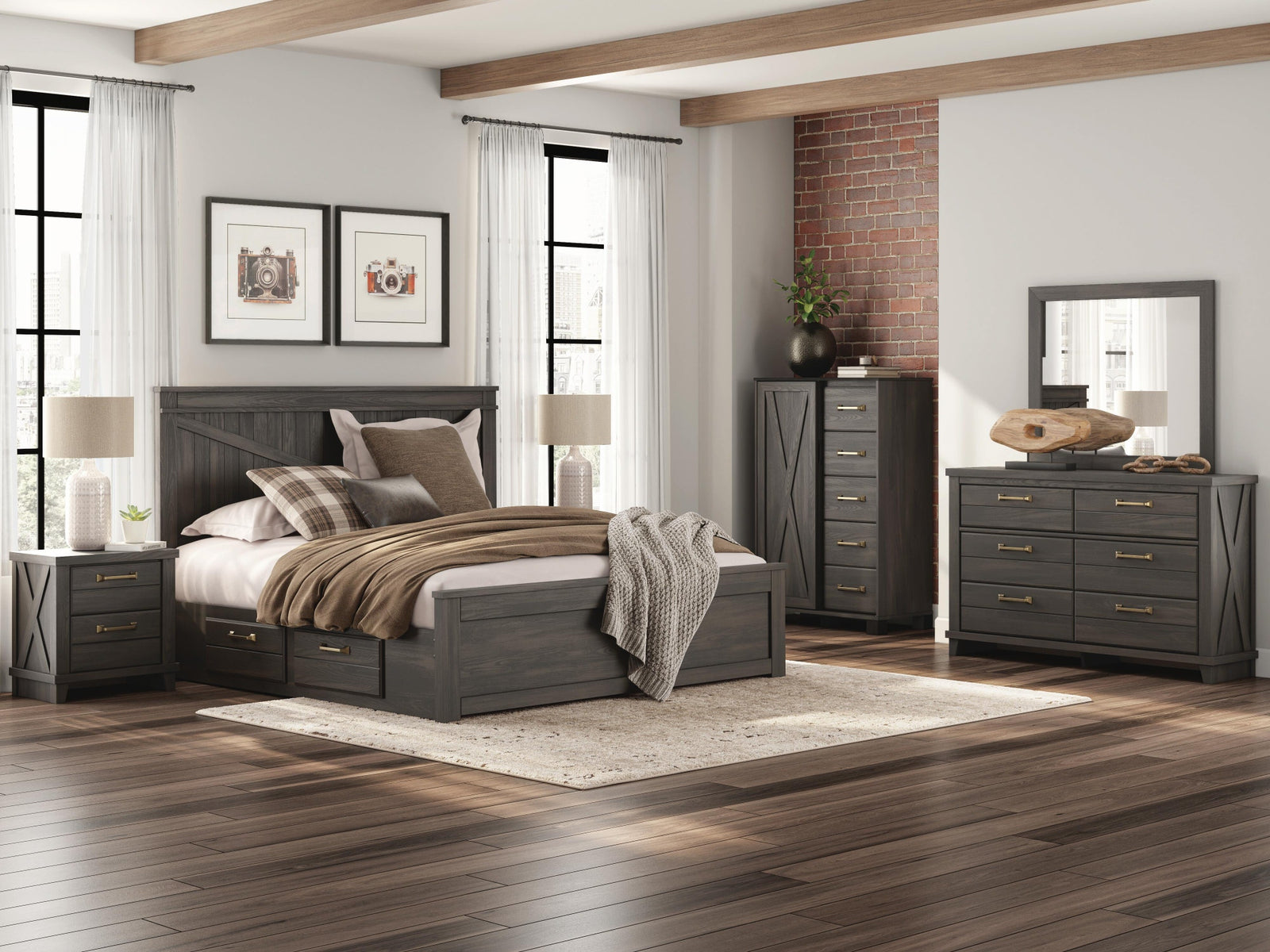 Vonitta Bay King Panel Platform Bed with Storage (PCB2648-SI) - Image 11