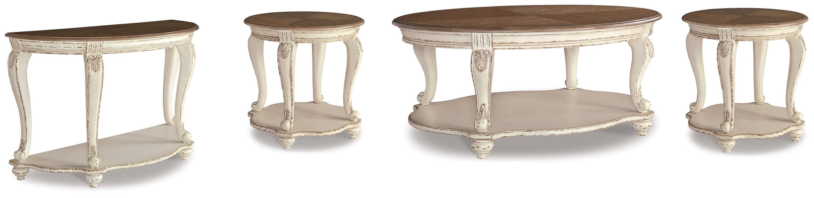 Realyn Coffee Table, 2 Ends and Console (T743-SI)