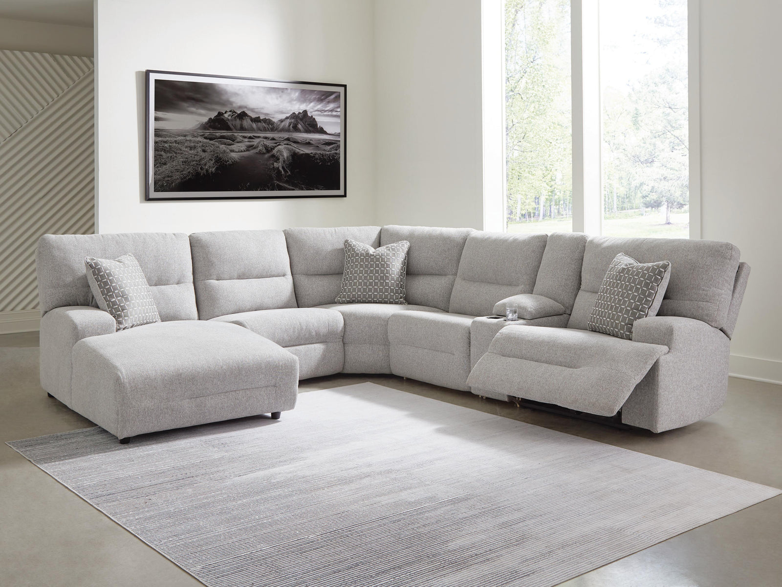 Acklen Place 6-Piece Power Reclining Sectional with Chaise (93605-SI) - Image 2