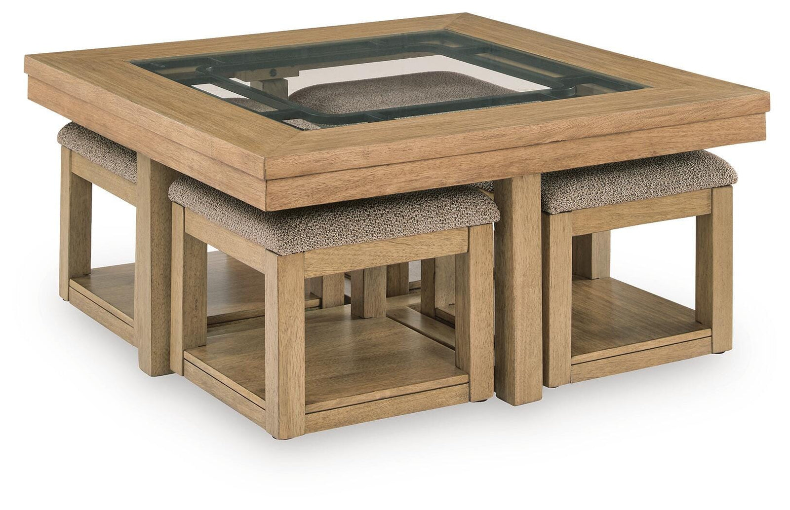Wittenmyer Coffee Table with 4 Stools (Set of 5) - Natural/Black (T794-SI)