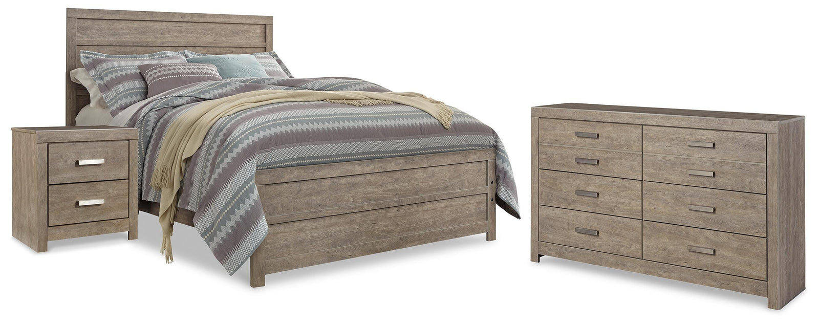 Culverbach Panel Bed, Dresser and Nightstand - Gray (B070-SI)