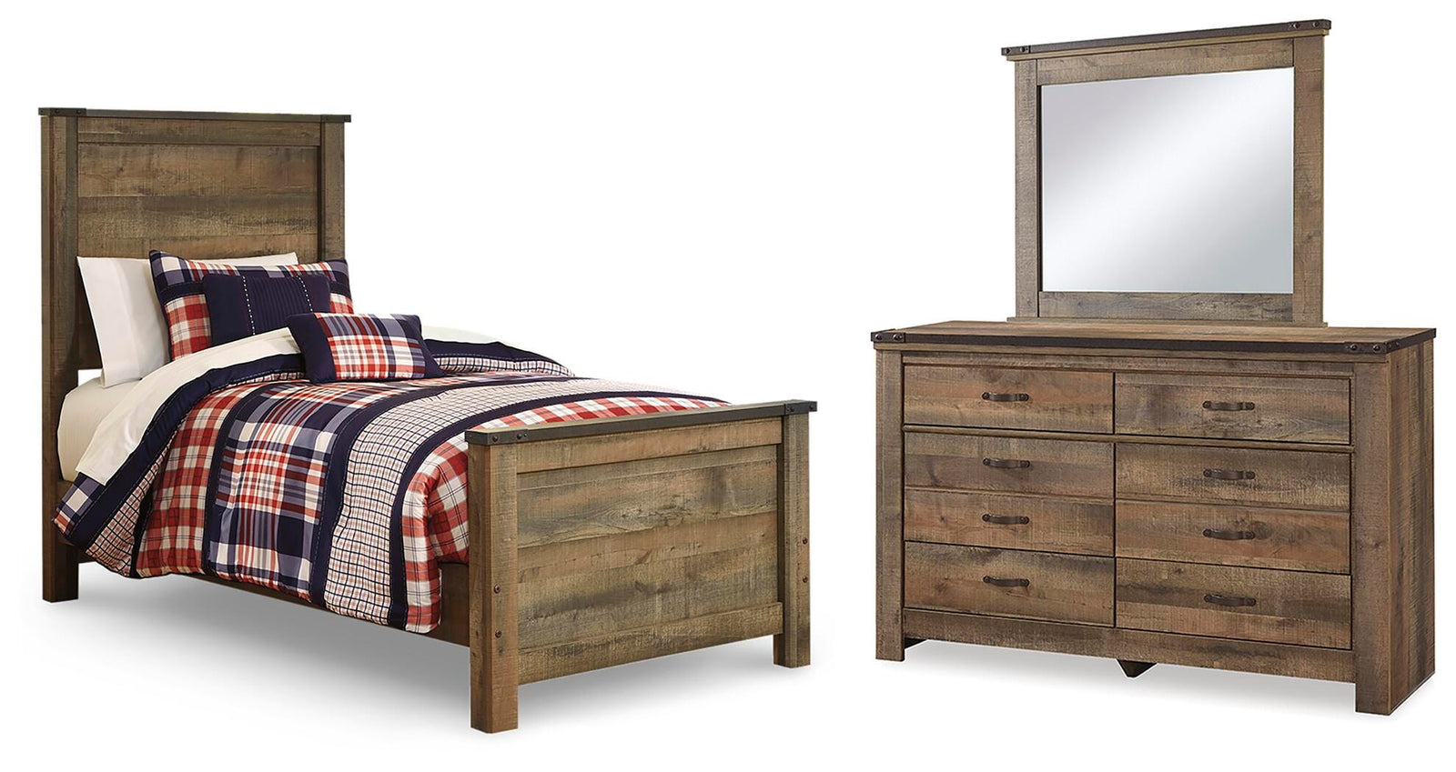 Trinell Panel Bed, Dresser and Mirror (B446-SI)