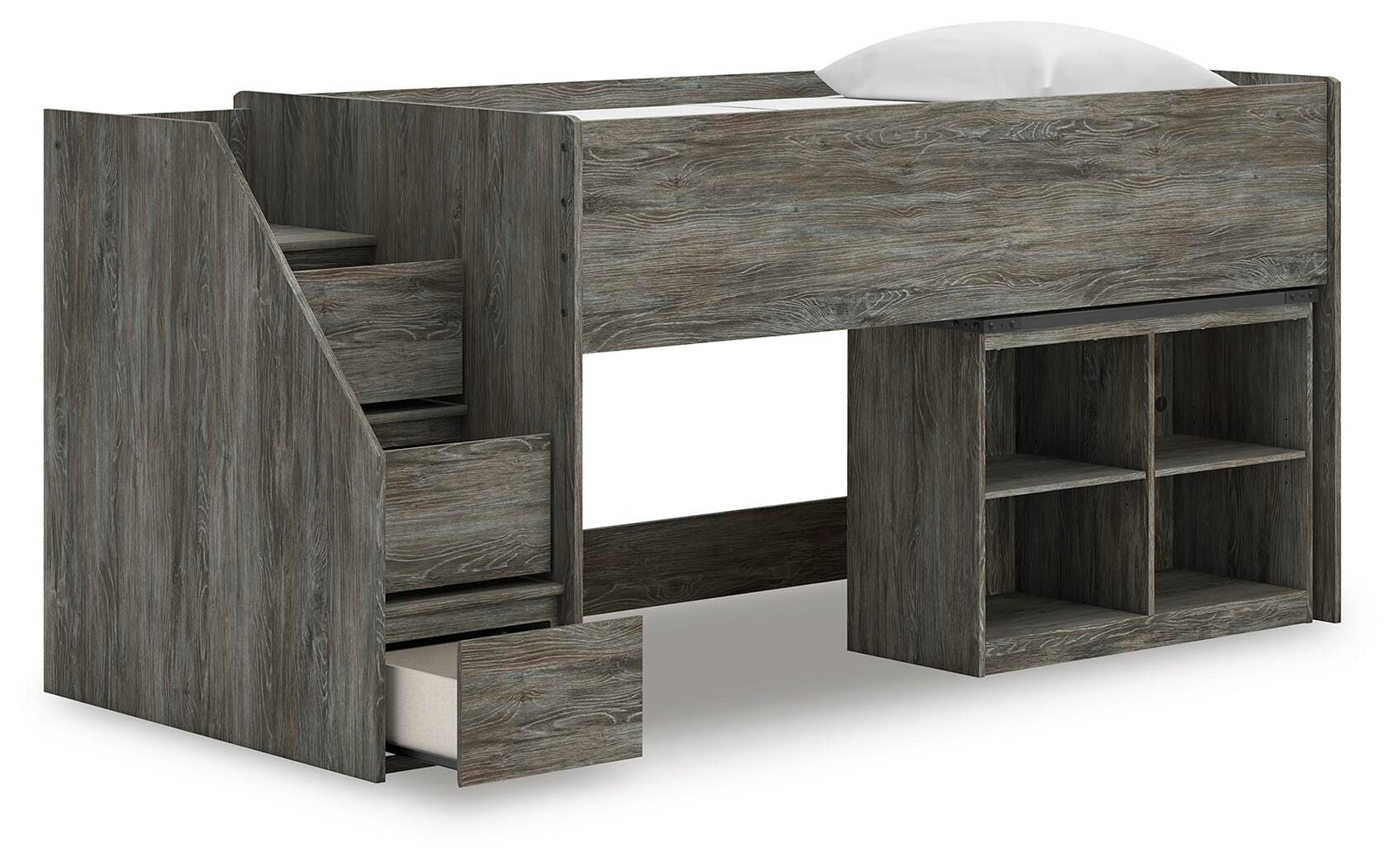 Frandern Loft Bed with Bookcase Storage (Youth) - Gray (B4480-SI) - Image 3