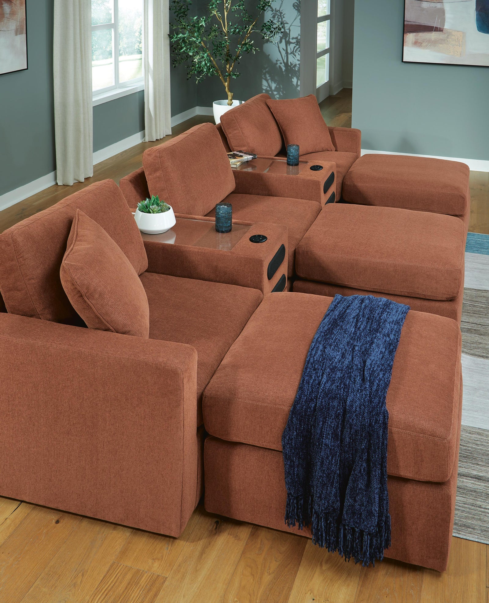 Modmax 5-Piece Sectional and 3 Ottomans (92102-SI) - Image 9