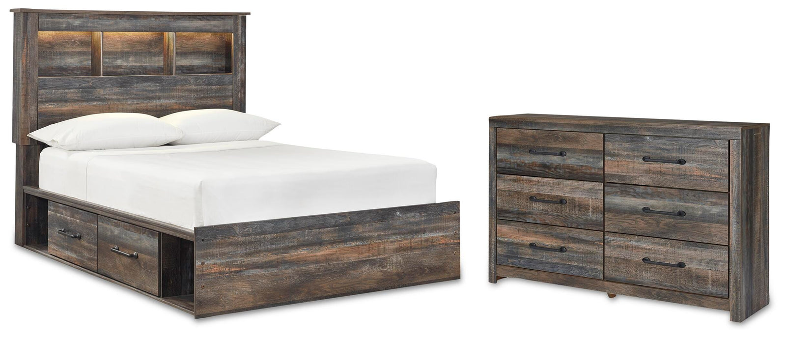 Drystan Bookcase Storage Bed and Dresser - Multi (B211-SI)