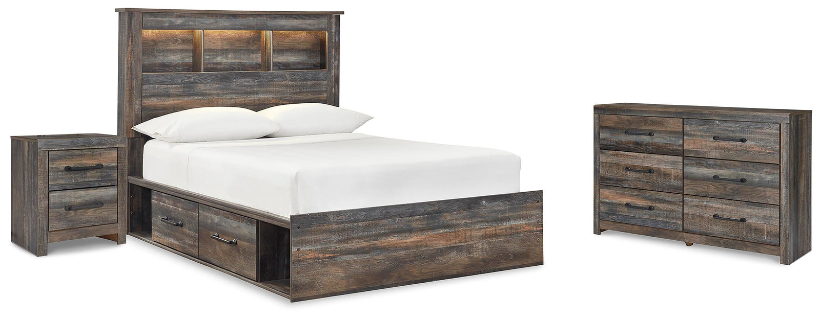 Drystan Bookcase Storage Bed, Dresser and Nightstand - Multi (B211-SI)