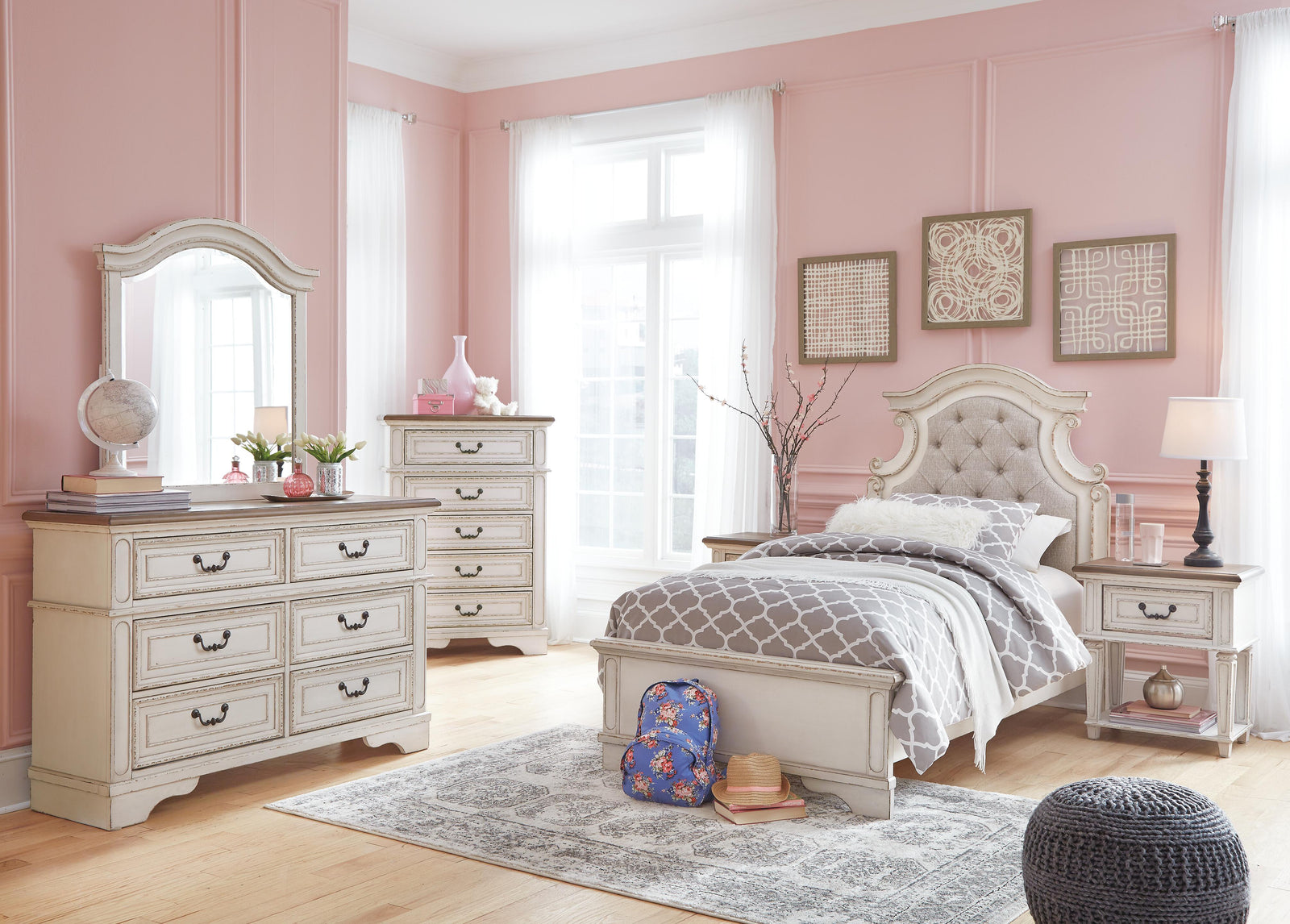 Realyn Dresser and Mirror (Youth) - Chipped White (B743-SI) - Image 8