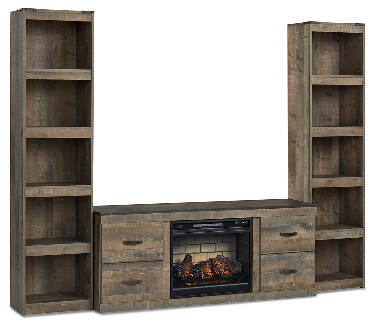 Trinell 3-Piece Entertainment Center with Electric Fireplace (EW0446-SI)