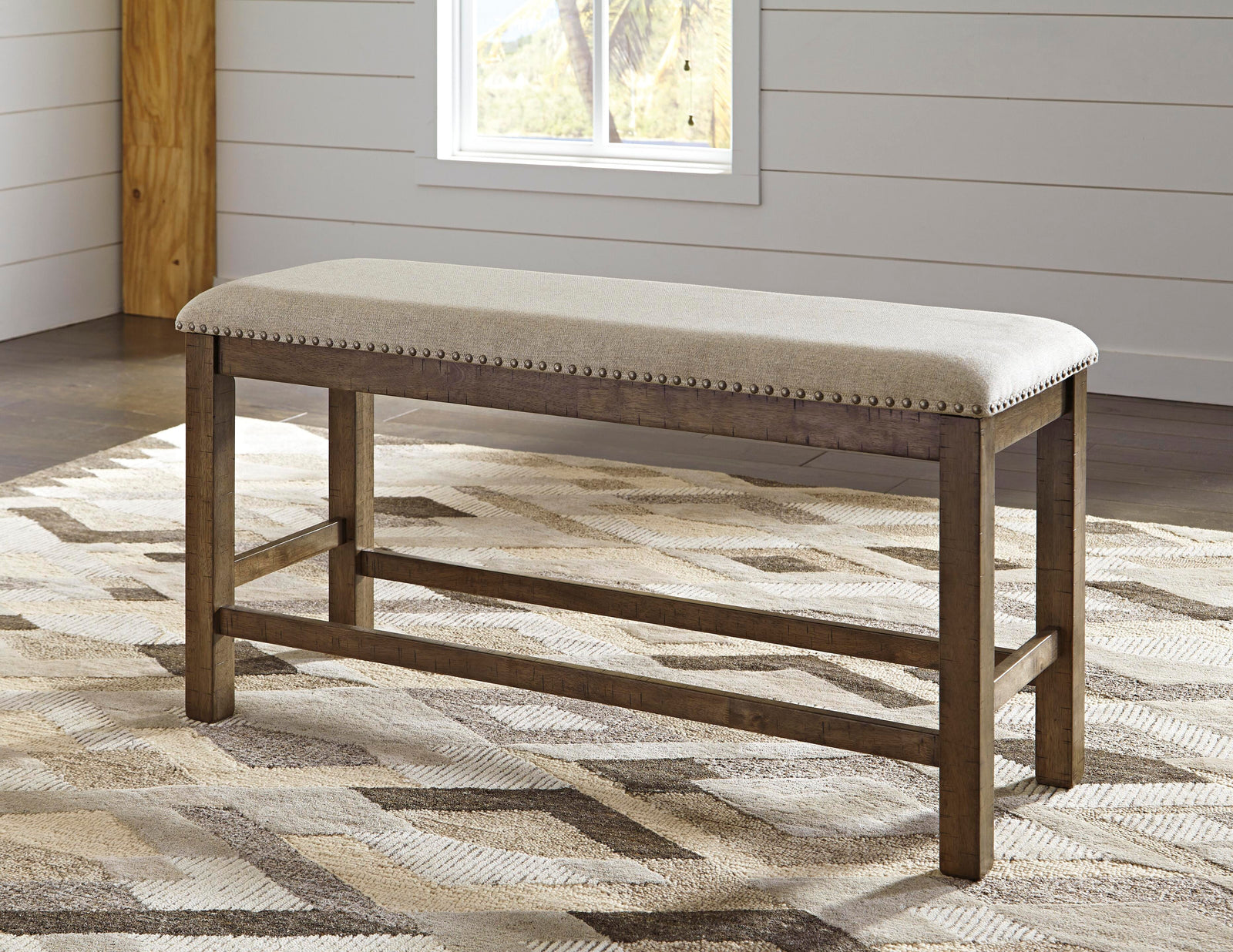 Moriville Counter Height Dining Table with 4 Barstools, Bench, and Server (D631-SI) - Image 16