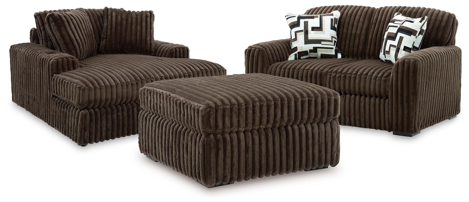 Midnight-Madness Loveseat, Oversized Chaise and Ottoman (98104-SI)