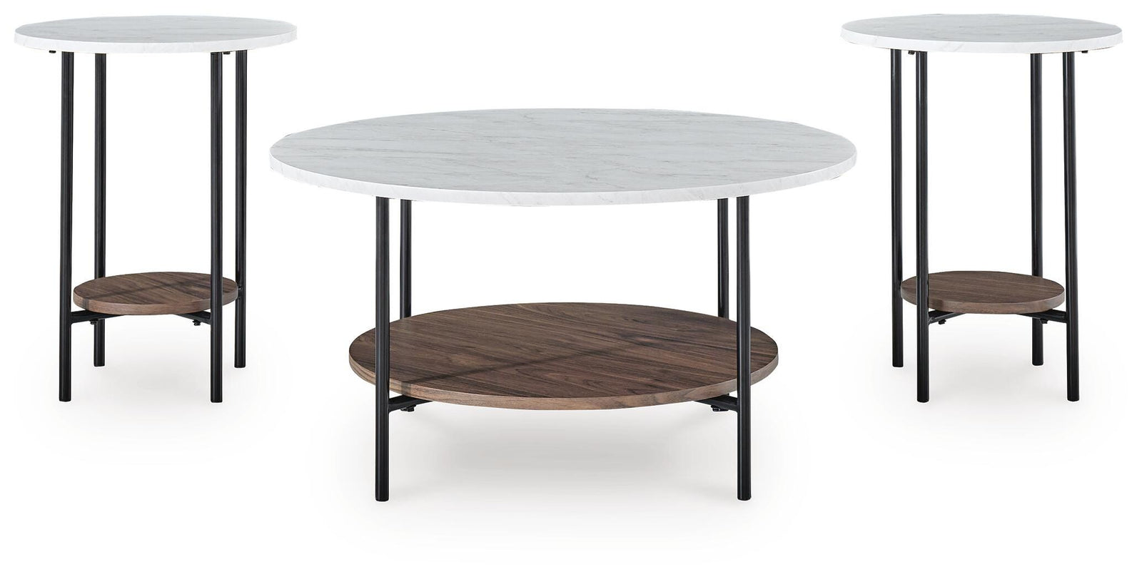 Wrenwich Table (Set of 3) - Brown/Black/White (T167-SI) - Image 3