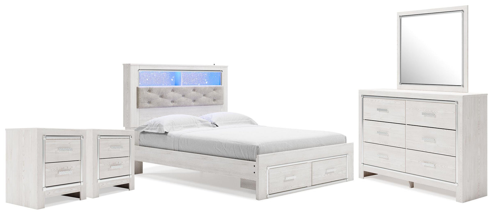 Altyra Panel Storage Bed, Dresser, Mirror and 2 Nightstands (B2640-SI)