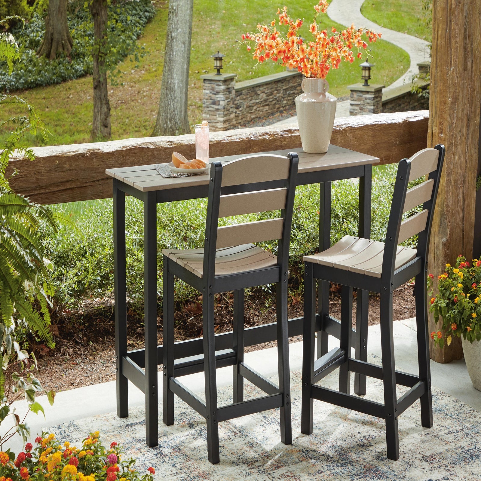 Shoreline Beach Outdoor Counter Table and 2 Barstools (PCP221-SI) - Image 2