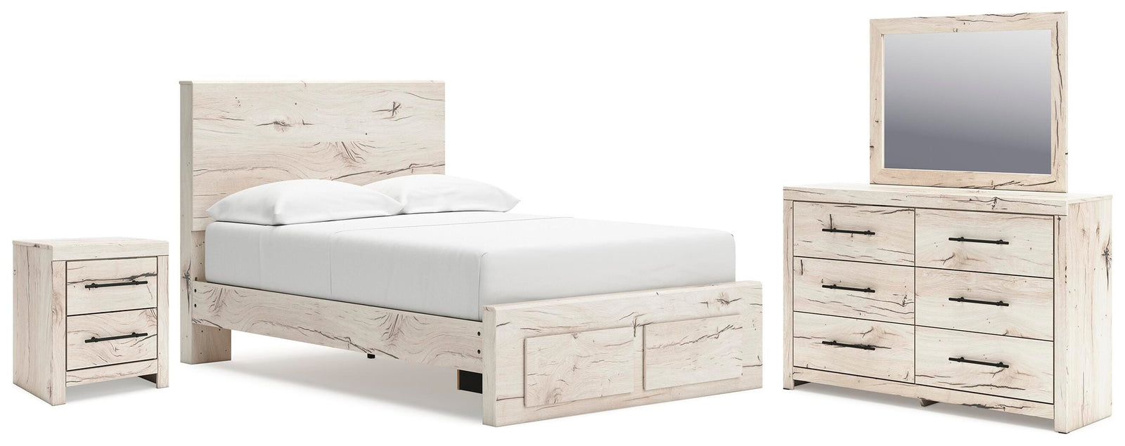 Lawroy Panel Storage Bed, Dresser, Mirror and Nightstand - Light Natural (B2310-SI)