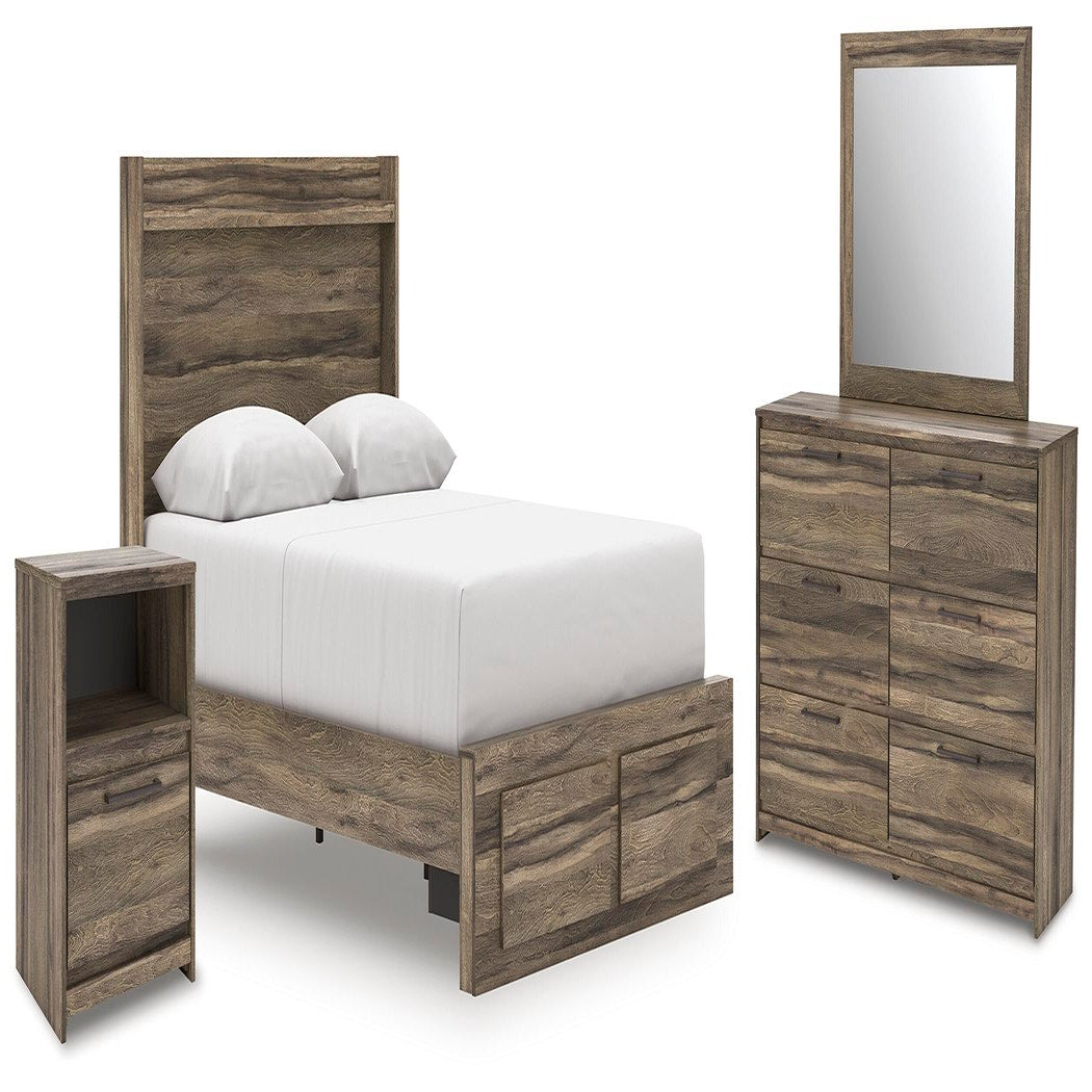 Elbrim Queen Panel Storage Bed, Dresser, Mirror and Nightstand (PCB2005-SI)