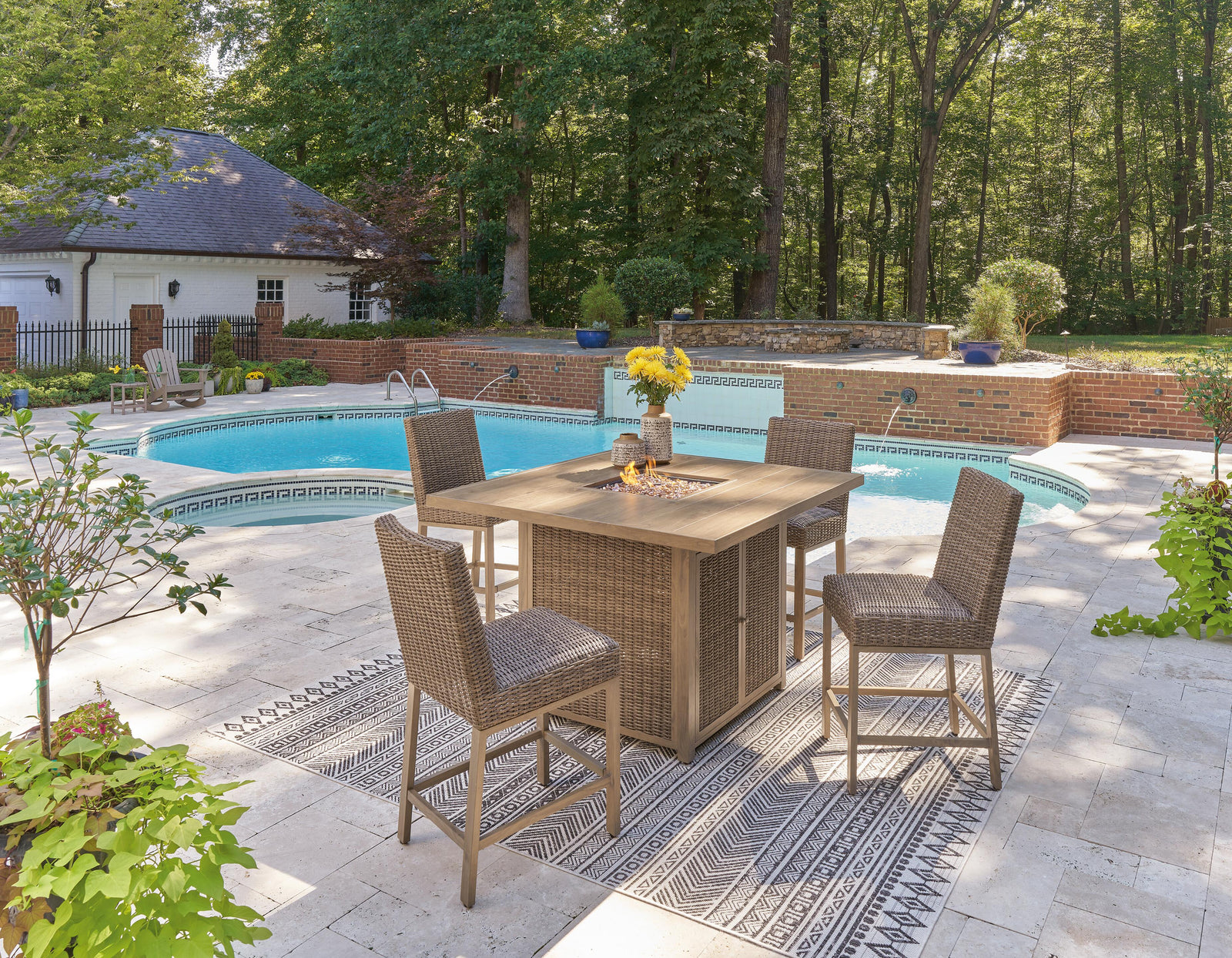 Walton Bridge Outdoor Bar Table and 4 Barstools (P749-SI) - Image 12
