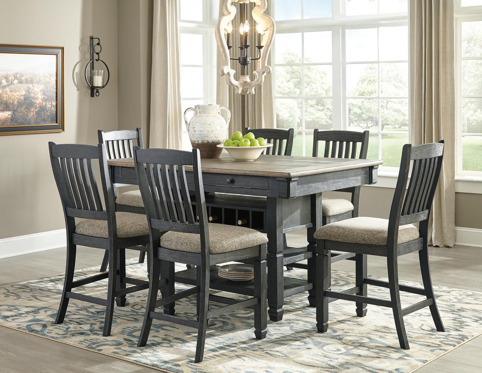 Tyler Creek Counter Height Dining Table and 6 Barstools (D736-SI) - Image 3