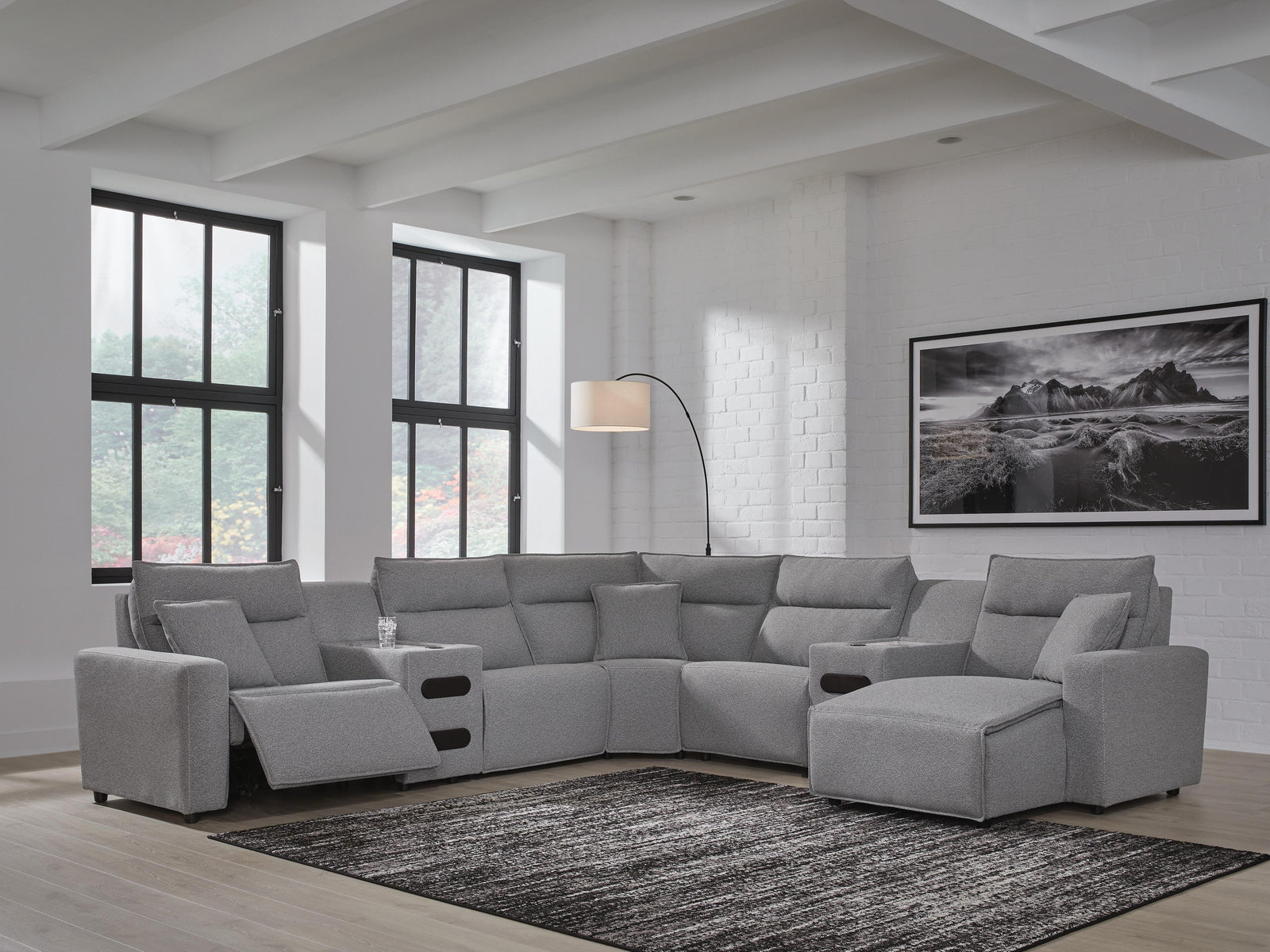 Modmax II 7-Piece Power Reclining Sectional with Chaise and Audio Consoles (65906-SI) - Image 2
