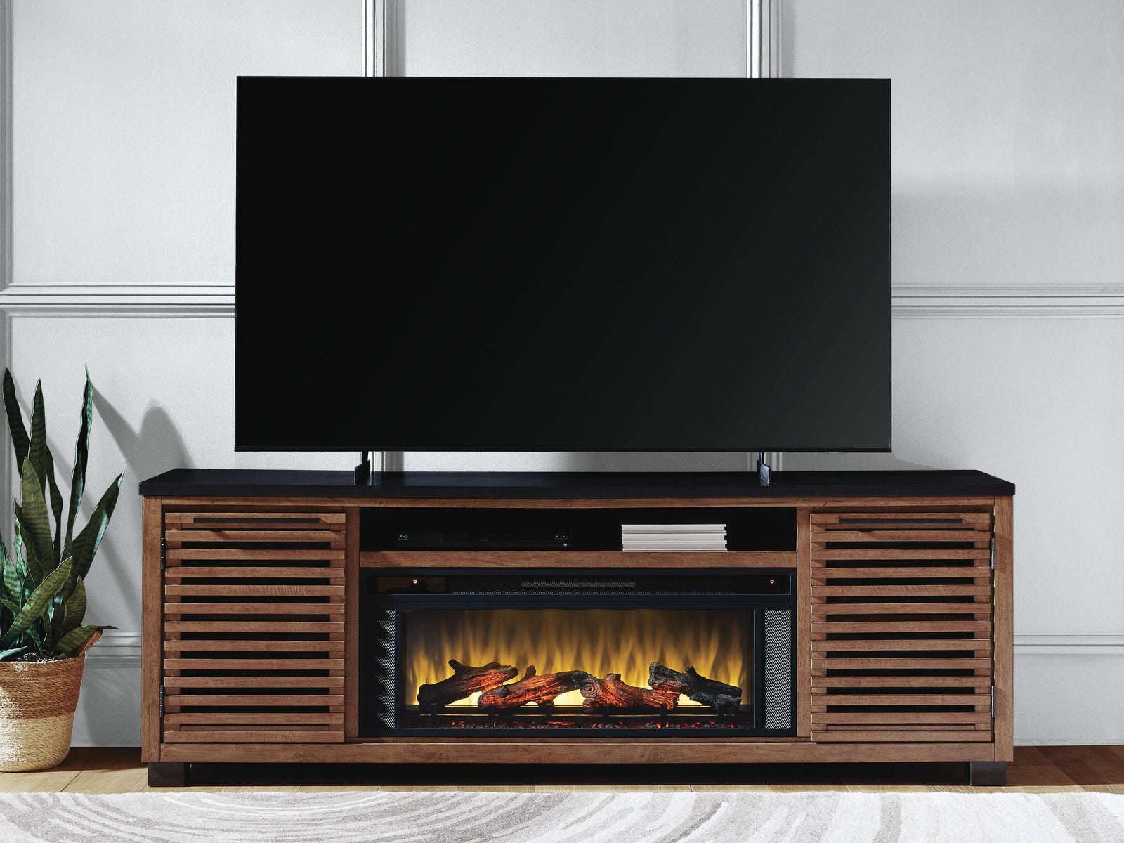 Kallari 84 TV Stand with Electric Fireplace (W737-SI) - Image 4