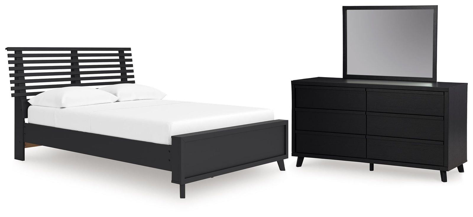 Danziar Slat Panel Platform Bed, Dresser and Mirror (B1013-SI)