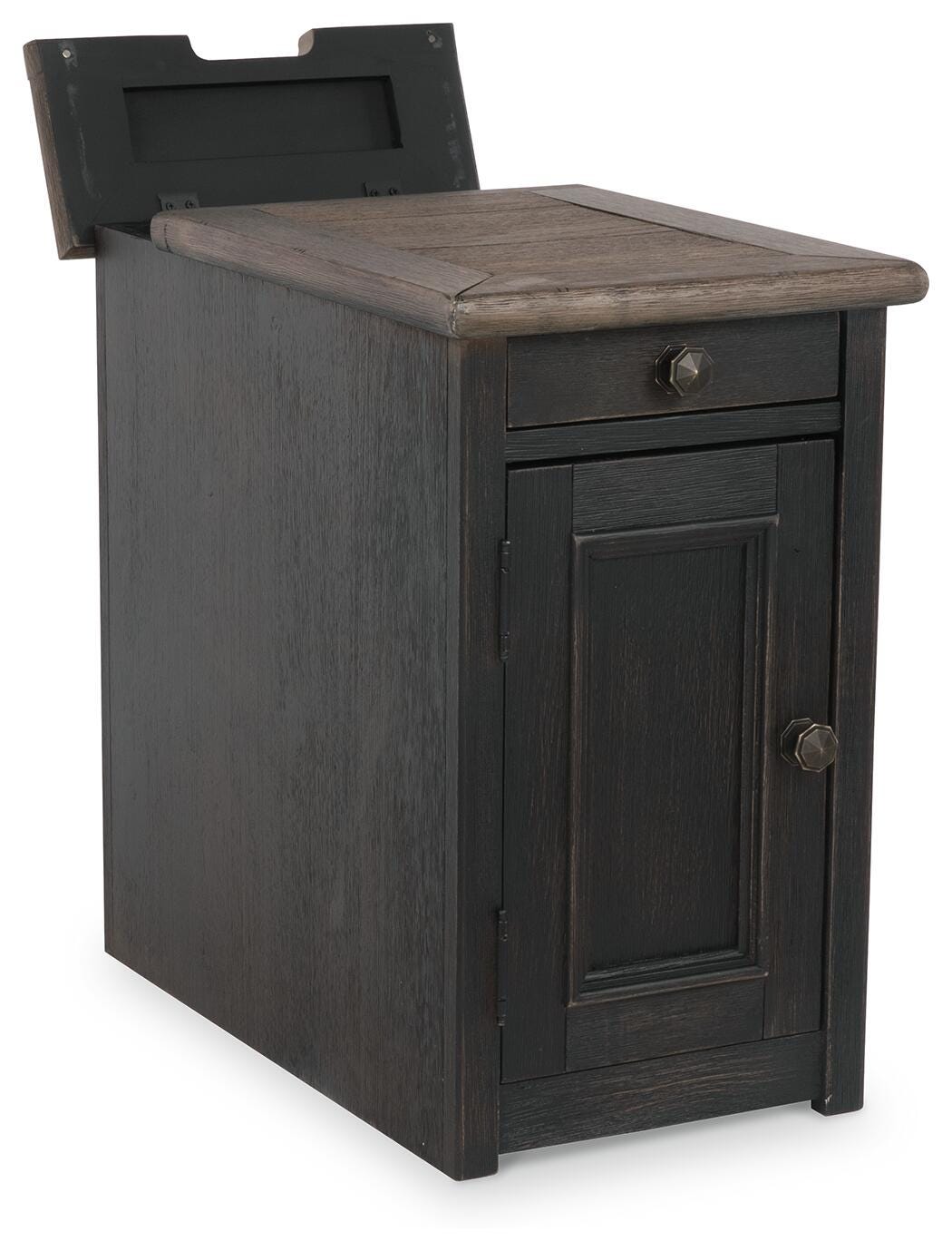 Tyler Creek Chairside End Table with USB Ports & Outlets - Grayish Brown/Black (T736-SI) - Image 3