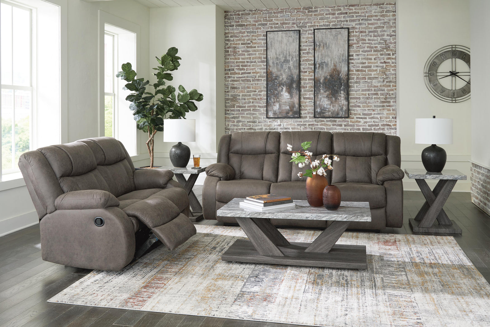 First Base Reclining Sofa and Loveseat (68804-SI) - Image 4