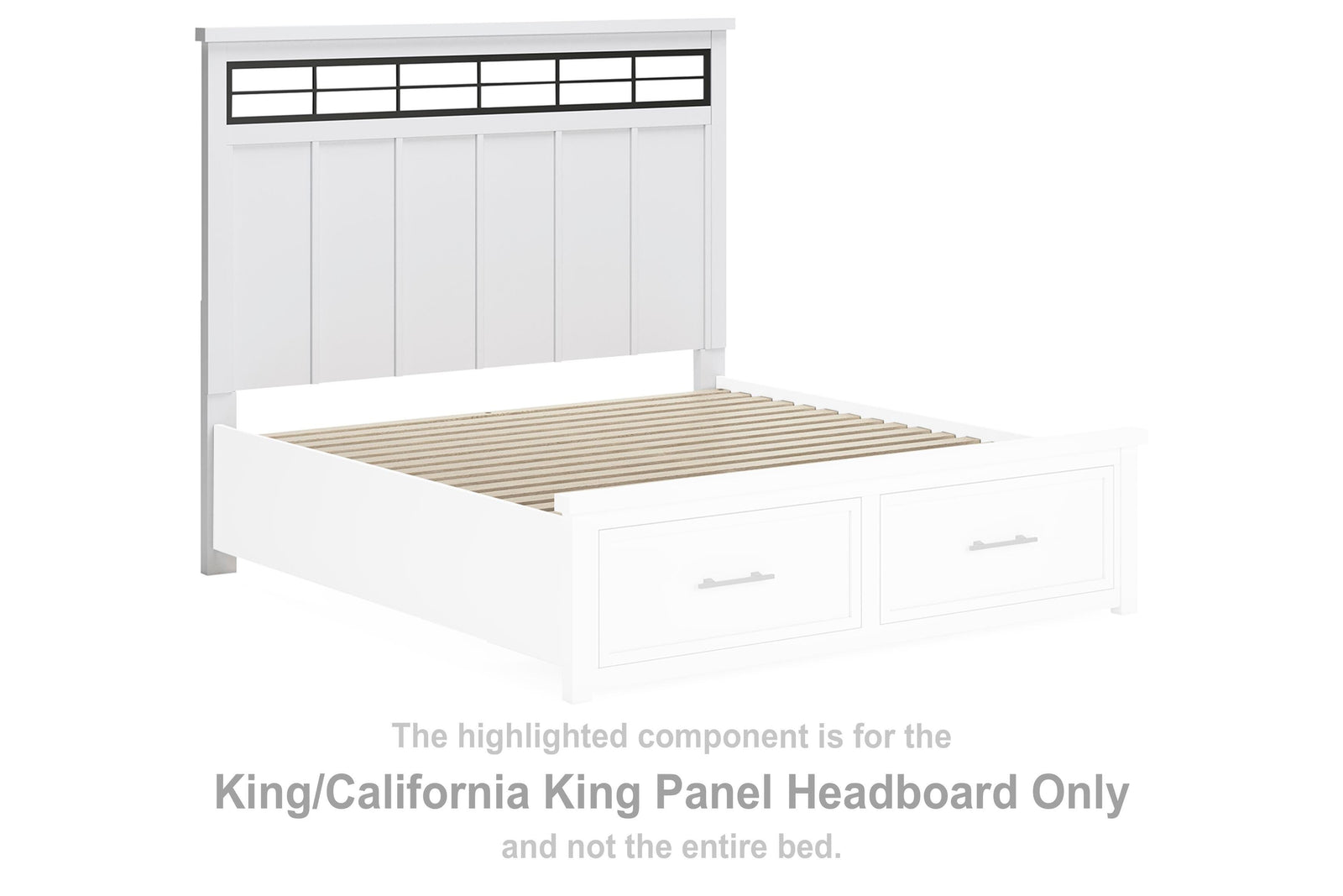 Ashbryn Panel Headboard with Roll Slats - White/Natural (B844-SI) - Image 2