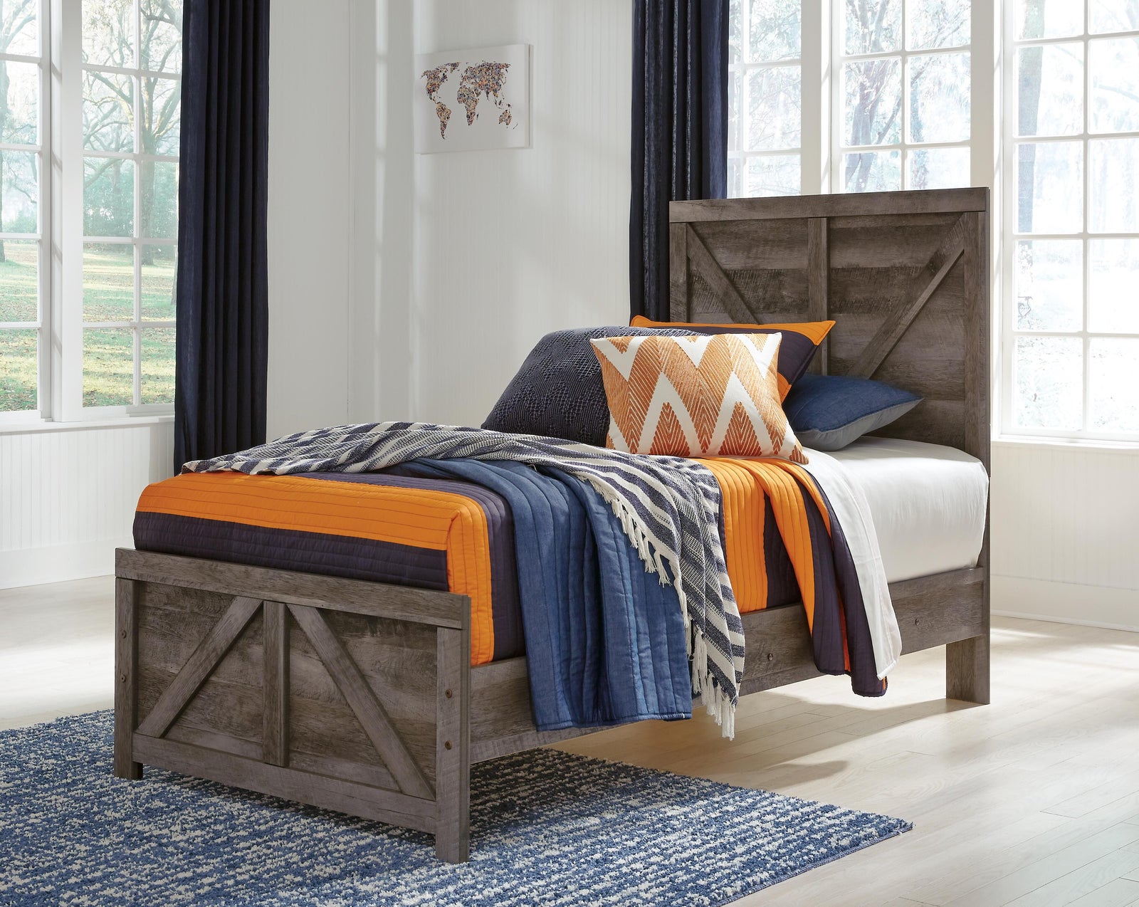 Wynnlow Crossbuck Panel Bed, Dresser and Mirror (B440-SI) - Image 7