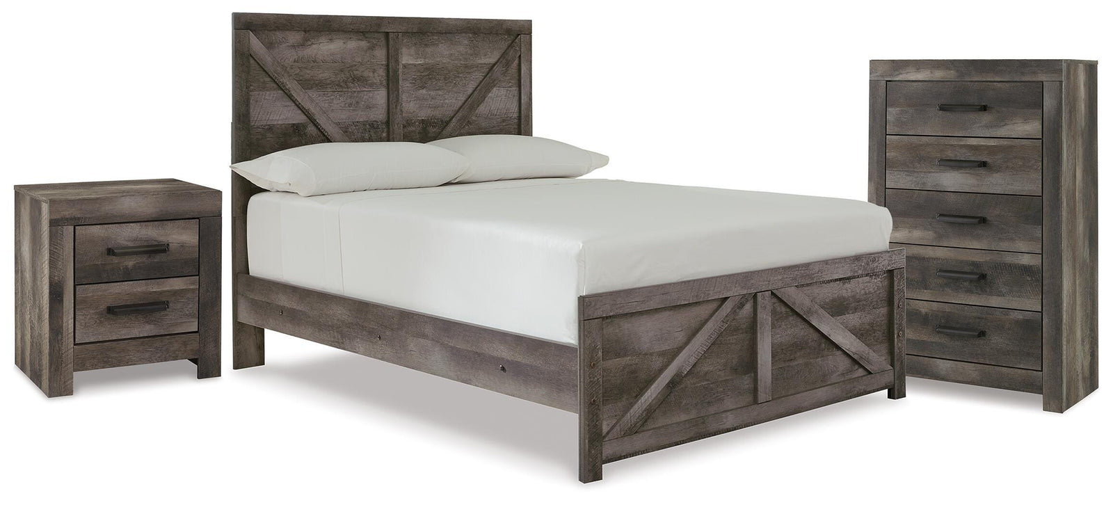 Wynnlow Panel Bed, Chest and Nightstand - Gray (B440-SI)