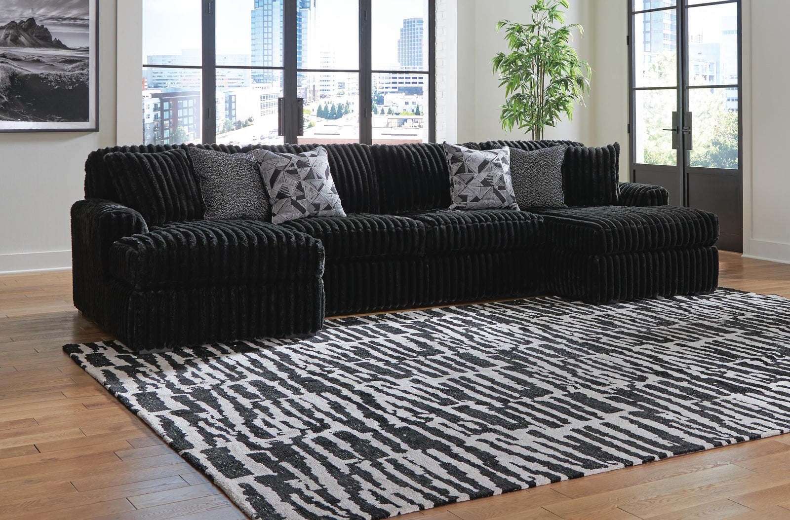 Midnight-Madness 3-Piece Sectional with Chaise (98103-SI) - Image 3