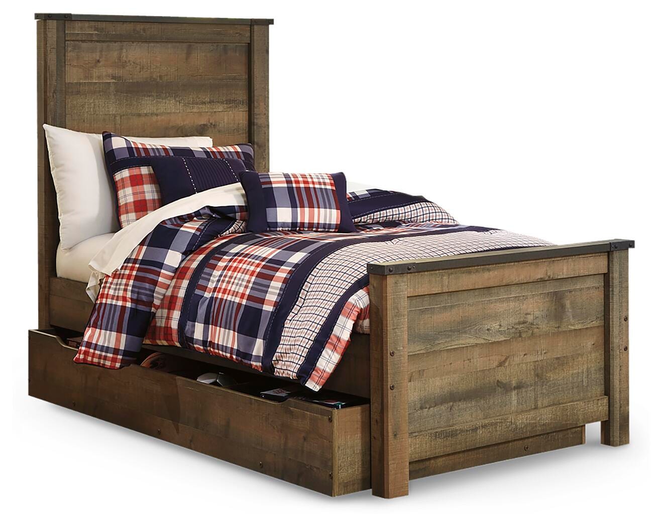 Trinell Panel Bed with 1 Large Storage Drawer (Youth) - Brown (B446-SI)