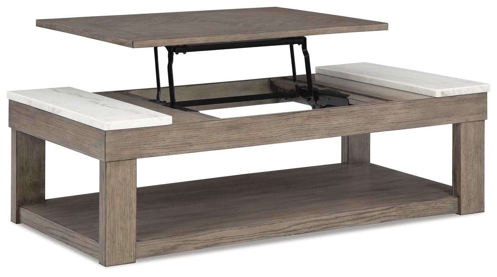 Loyaska Lift-Top Coffee Table - Grayish Brown/White (T854-SI) - Image 2