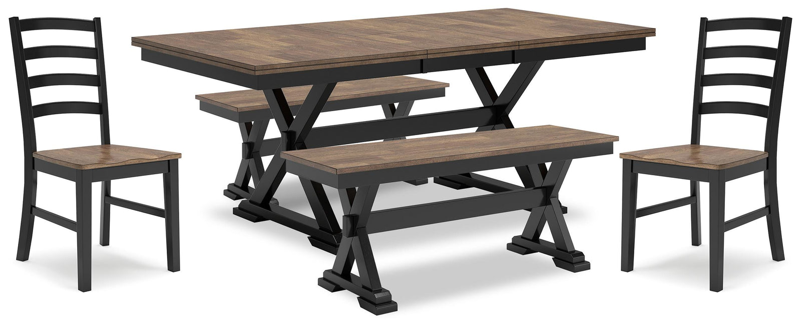 Wildenauer Dining Table, 2 Chairs and 2 Benches (D634-SI)