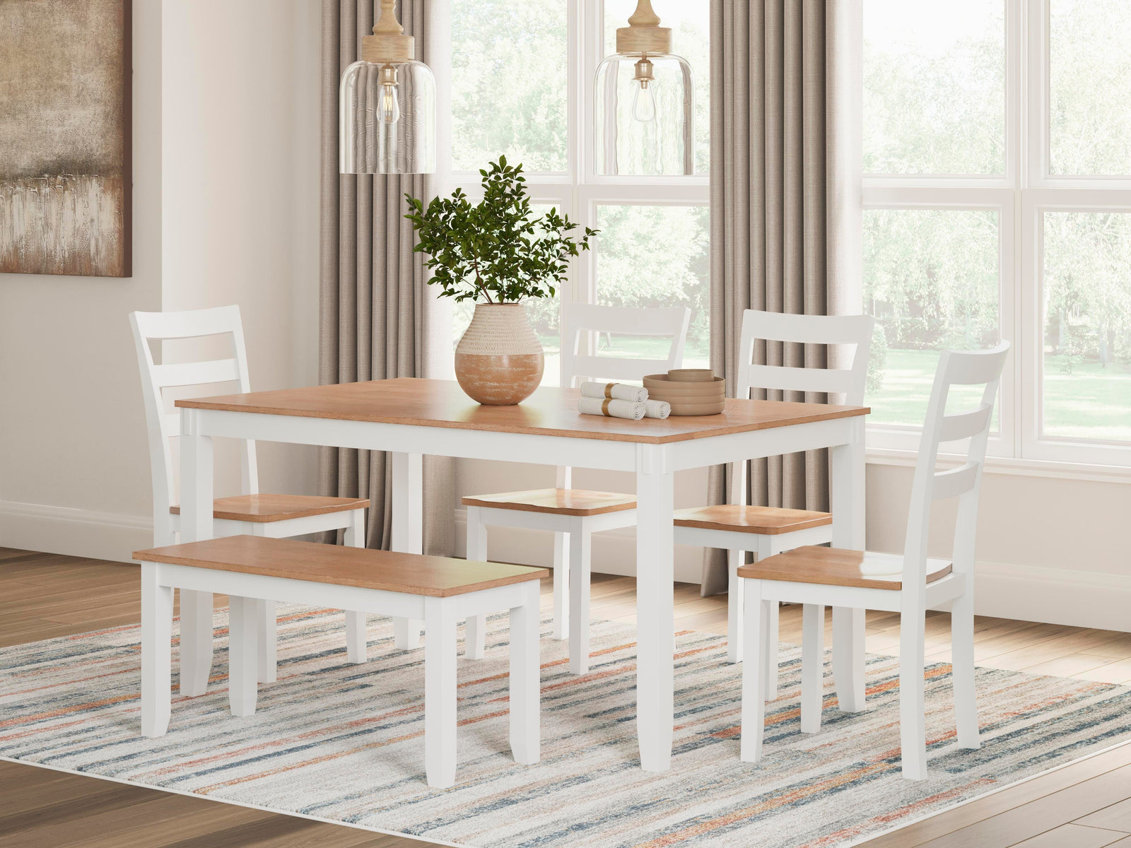 Gesthaven Dining Table with 4 Chairs and Bench (Set of 6) (D398-SI) - Image 5