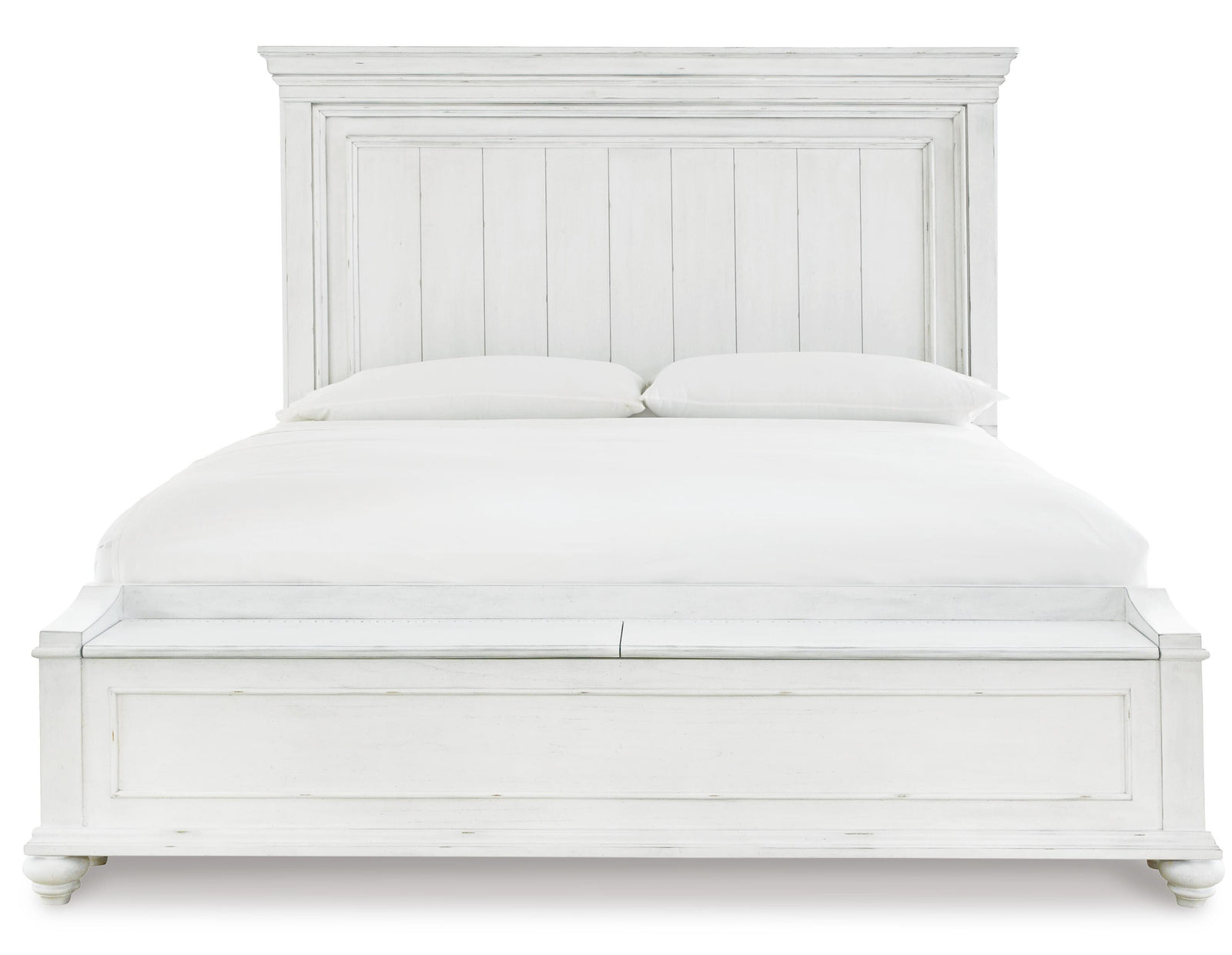 Kanwyn Panel Bed with Storage Bench - Whitewash (B777-SI) - Image 6