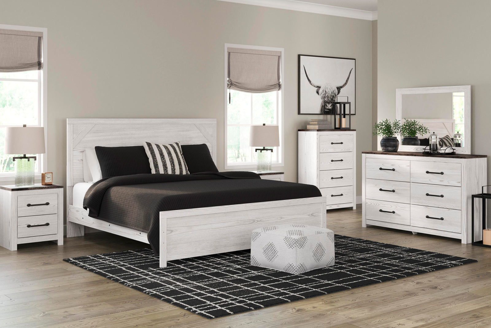 Gerridan Panel Bed, Dresser, Chest and 2 Nightstands - White/Gray (B1190-SI) - Image 20