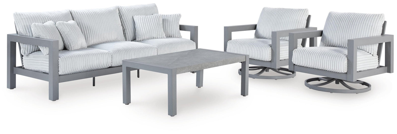 Hurley Park Outdoor Sofa, 2 Lounge Chairs and Coffee Table (PCP695-SI)