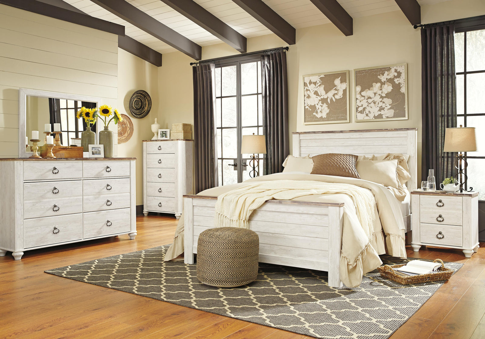 Willowton Panel Headboard - Whitewash (B267-SI) - Image 9