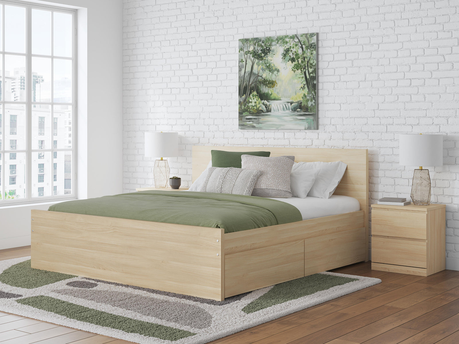 Onita Panel Platform Bed with 2 Side Storage - Natural (EB9632-SI) - Image 9