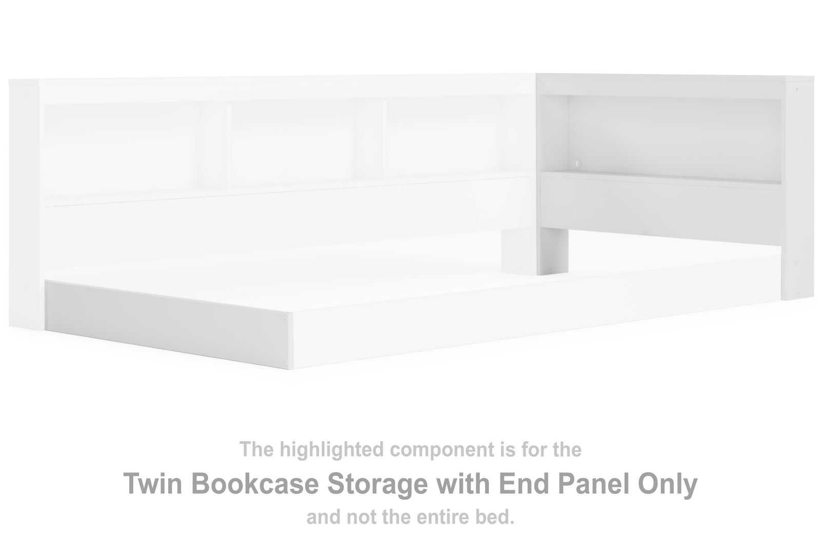 Piperton Bookcase Storage with End Panel (Youth) - White (EB1221-SI) - Image 2