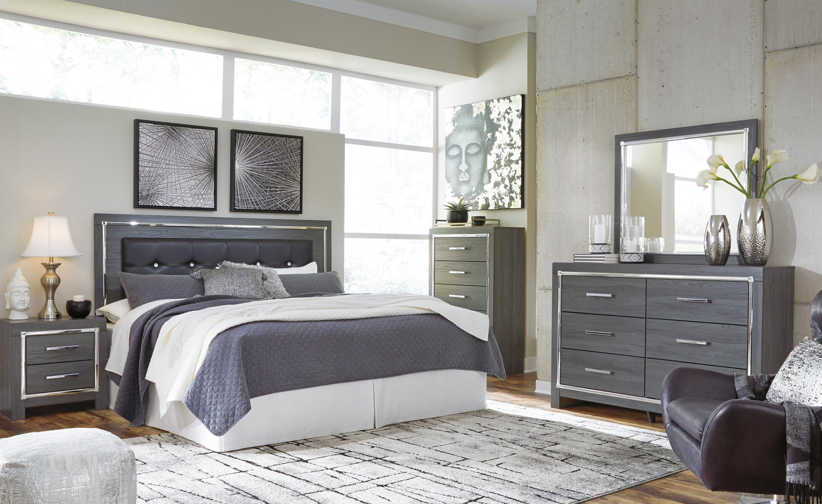Lodanna King/Cal King Panel Headboard, Dresser and Nightstand - Gray (B214-SI) - Image 6