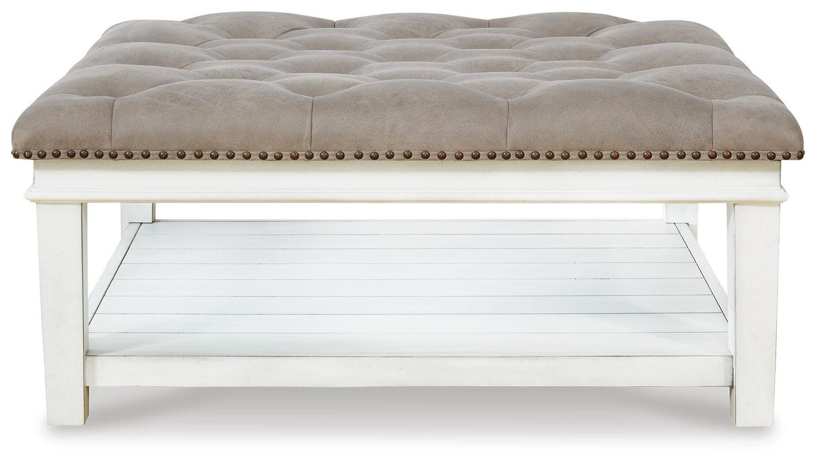 Kanwyn Upholstered Ottoman Coffee Table - Grayish Brown/White (T937-SI) - Image 4