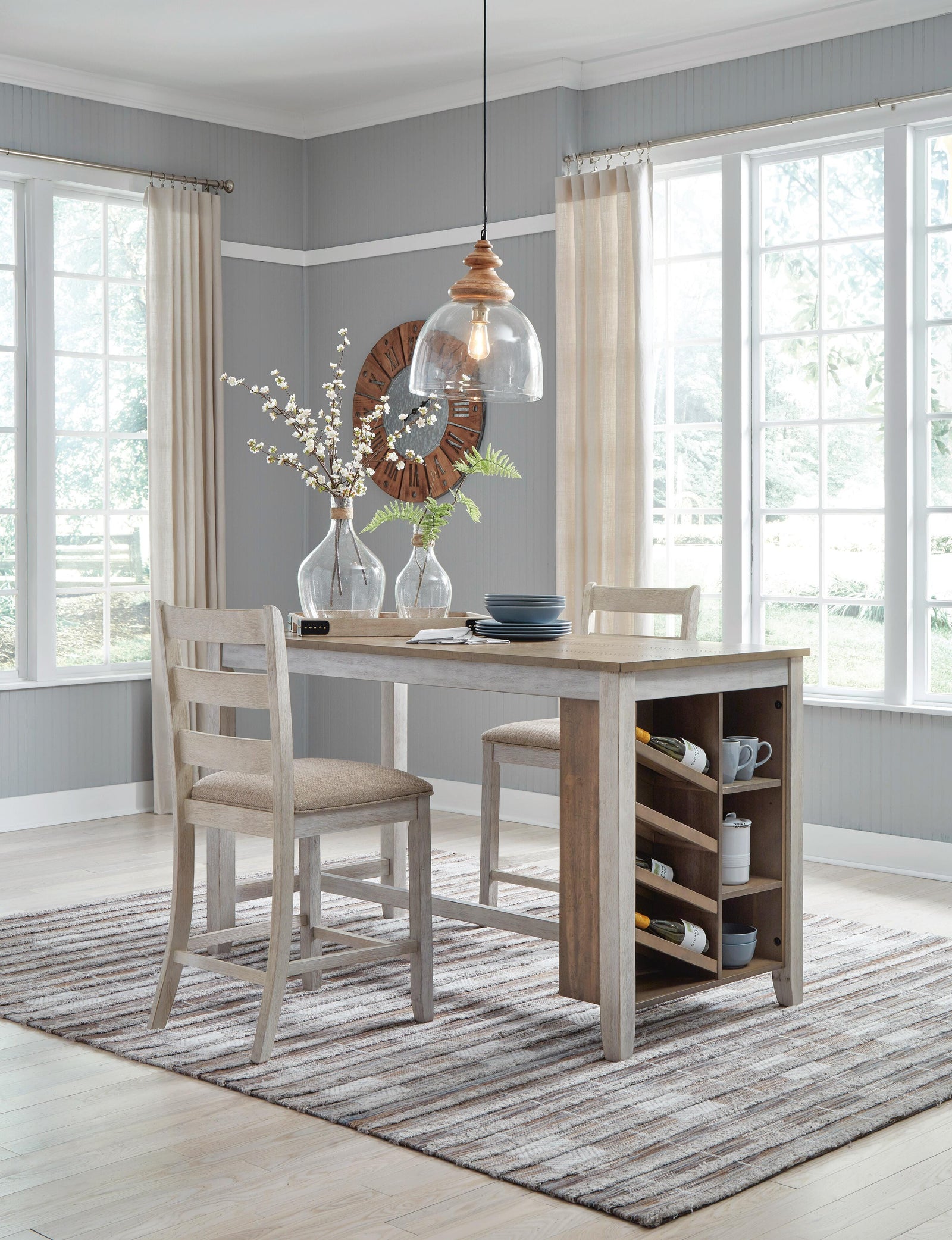 Skempton Counter Height Dining Table and 2 Barstools (D394-SI) - Image 3