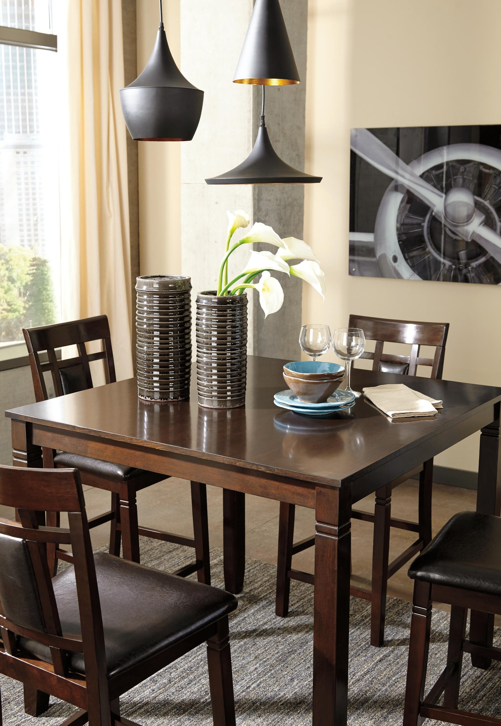 Bennox Counter Height Dining Table and Bar Stools (Set of 5) (D384-SI) - Image 3
