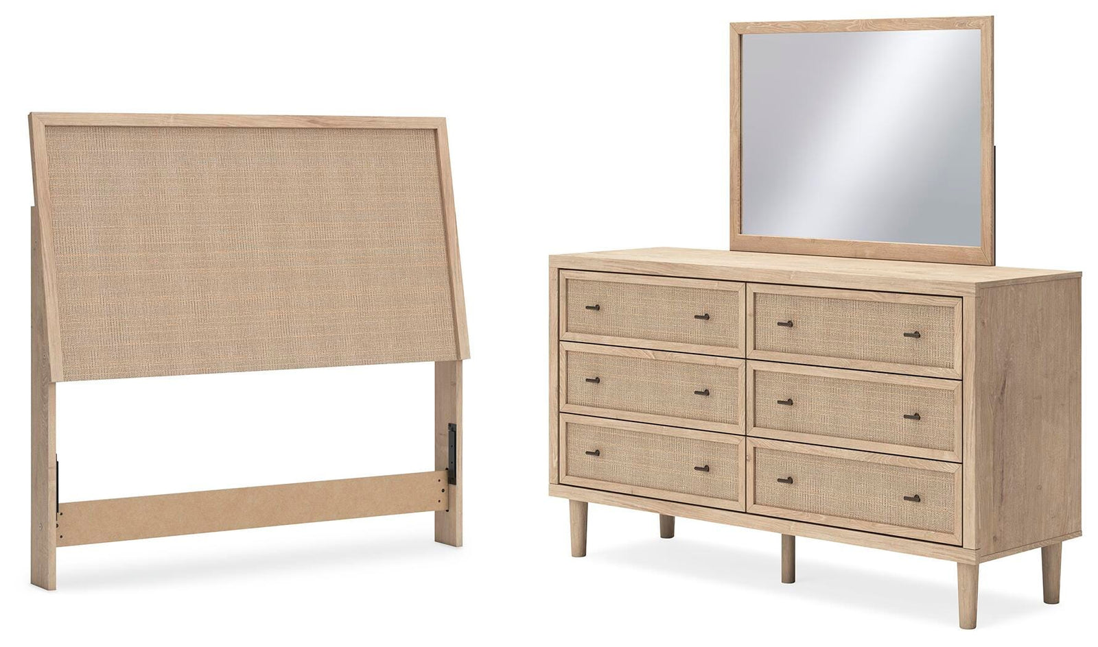 Cielden Panel Bed, Dresser and Mirror - Two-tone (B1199-SI)