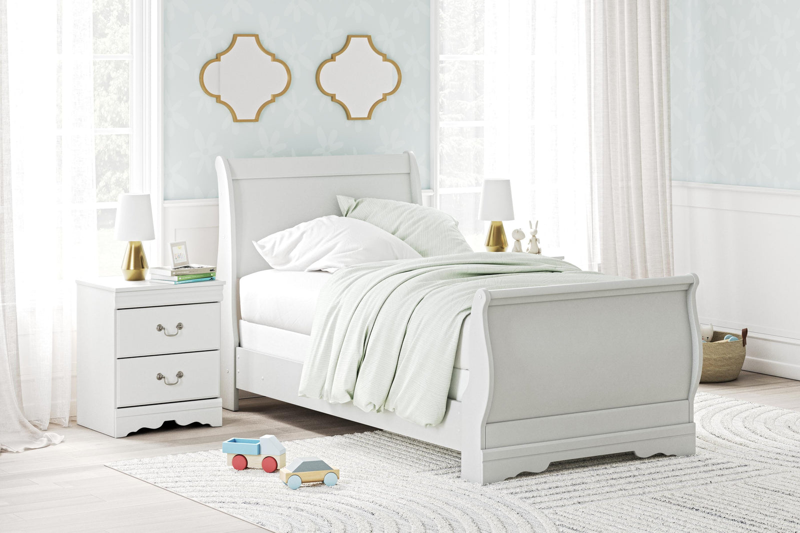 Anarasia Sleigh Bed (Youth) - White (B129-SI) - Image 4