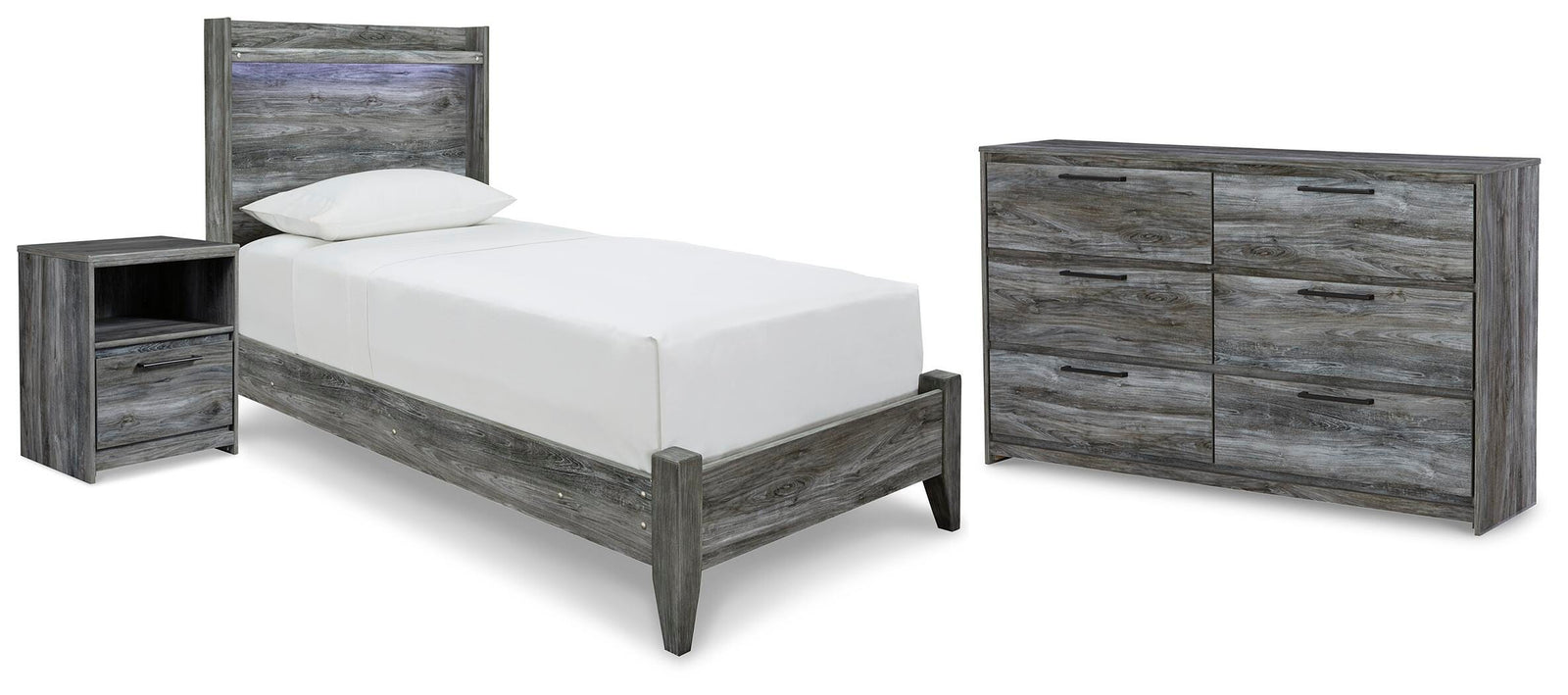 Baystorm Panel Bed, Dresser and Nightstand - Gray (B221-SI)