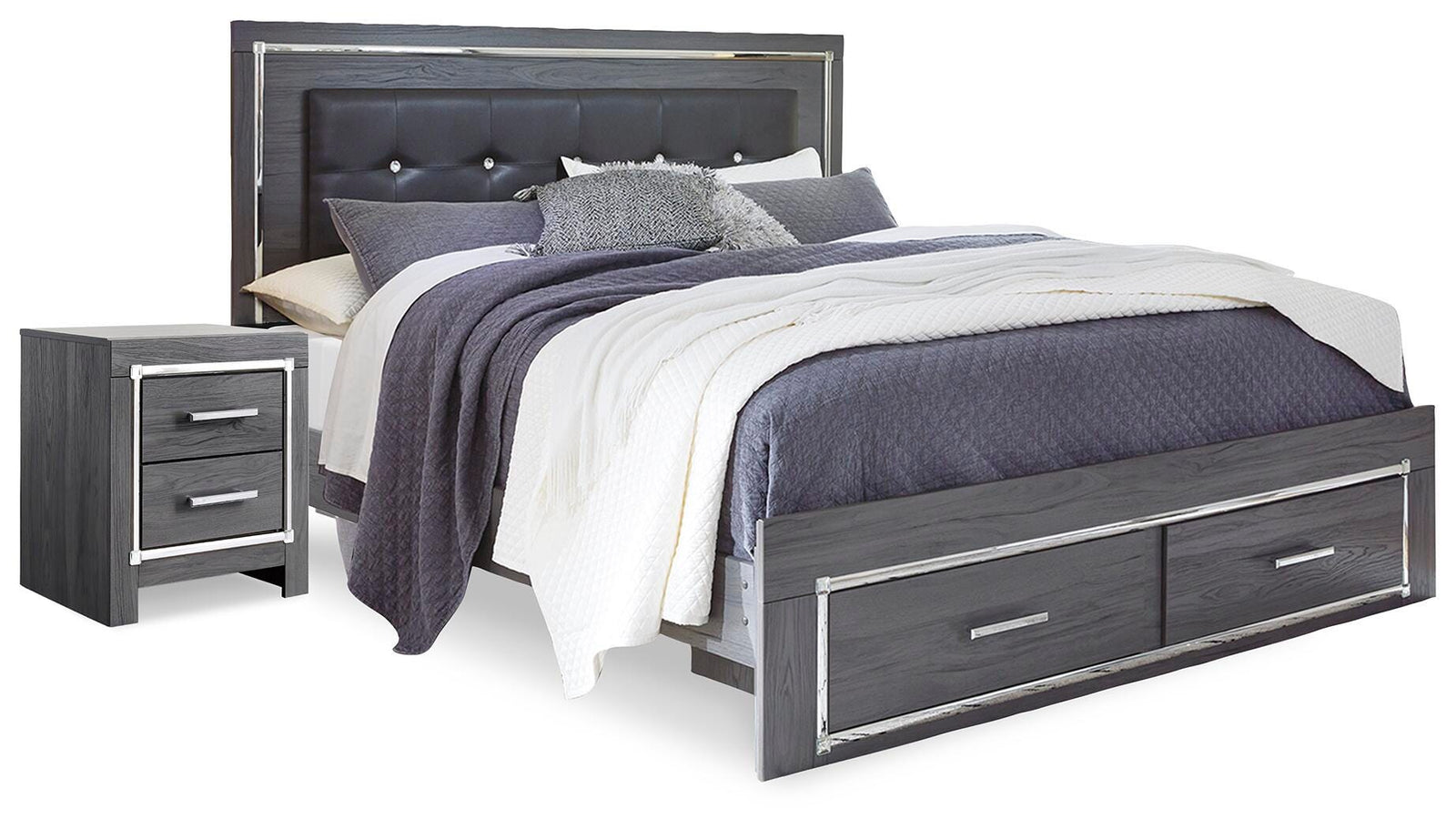 Lodanna Storage Bed and Nightstand - Gray (B214-SI)