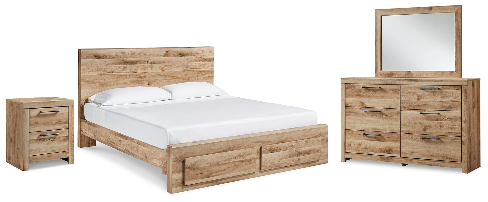 Hyanna Panel Storage Bed, Dresser, Mirror and Nightstand - Tan Brown (B1050-SI)