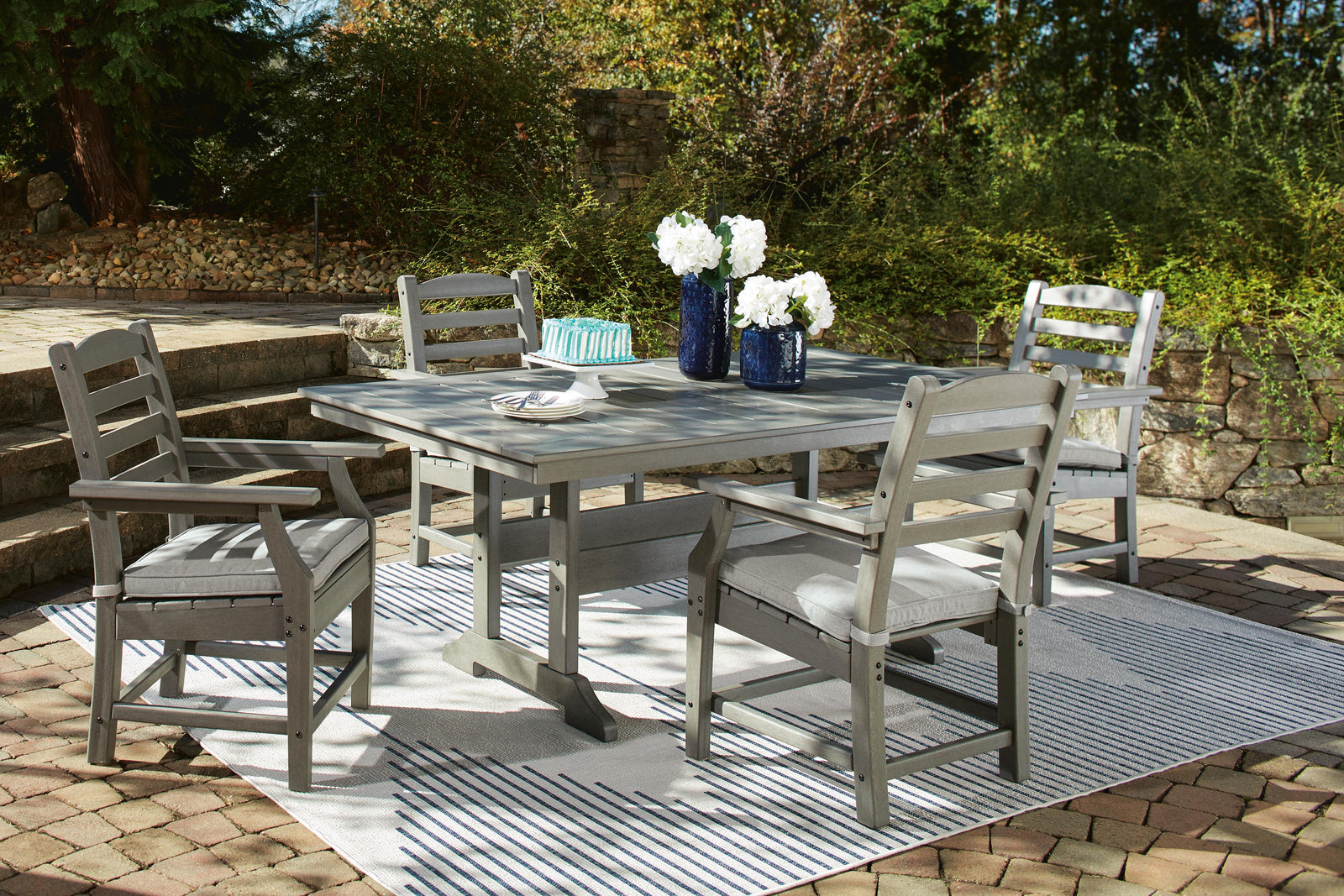 Visola Outdoor Dining Table with 4 Chairs (P802-SI) - Image 3